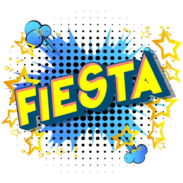 Fiesta Vector Ilustrado Frase Estilo Quadrinhos Fundo Abstrato —  Vetores de Stock