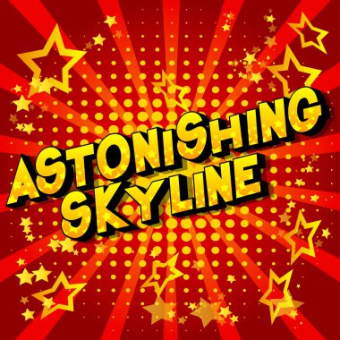 Şaşırtıcı manzarası - vektör resimli çizgi roman tarzı ifade arka plan üzerinde.