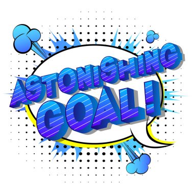 Şaşırtıcı gol! -Vektör arka plan üzerinde çizgi roman tarzı ifade resimli.