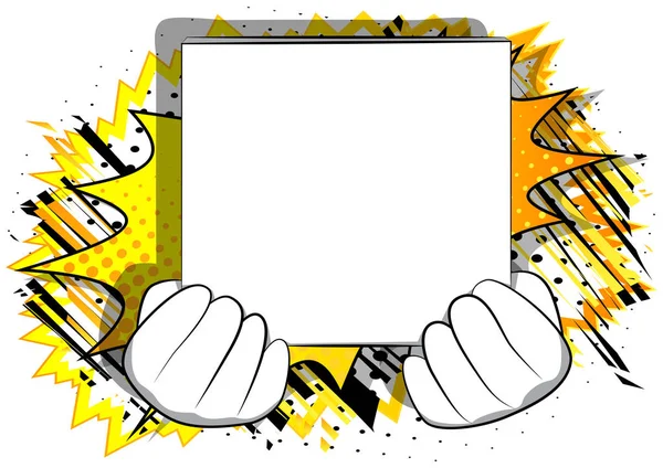 Vektor Cartoon Hand Mit Einem Großen Weißen Kasten Illustrierte Hand — Stockvektor