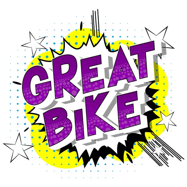 Tolles Fahrrad Vektor Illustrierte Phrase Comic Stil Auf Abstraktem Hintergrund — Stockvektor