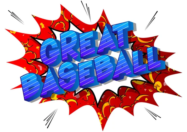 Gran Béisbol Vector Ilustrado Cómic Estilo Frase Sobre Fondo Abstracto — Archivo Imágenes Vectoriales
