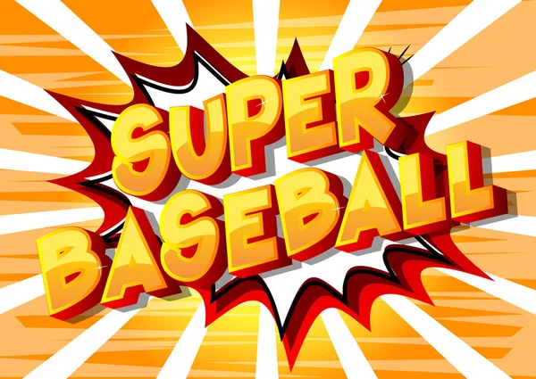 Super Baseball Vector Ilustrado Cómic Estilo Frase Sobre Fondo Abstracto — Archivo Imágenes Vectoriales