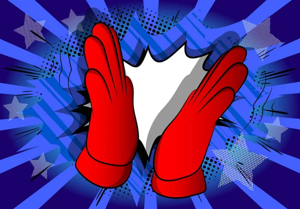 Vektor Cartoon Händeklatschen Illustriertes Handzeichen Auf Comic Hintergrund — Stockvektor