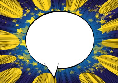 Vector illüstrasyon retro çizgi roman arka planı büyük boş konuşma balonu, pop sanat klasiği arka planı.