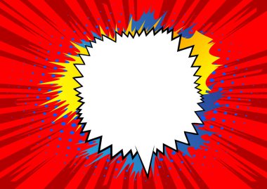 Vector illüstrasyon retro çizgi roman arka planı büyük boş konuşma balonu, pop sanat klasiği arka planı.