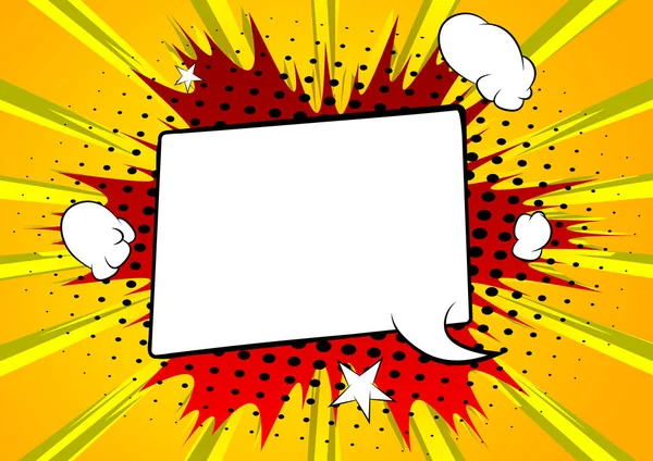 ベクトル図レトロ漫画の背景に大きな空白のスピーチバブル ポップアートヴィンテージスタイルの背景 — ストックベクタ