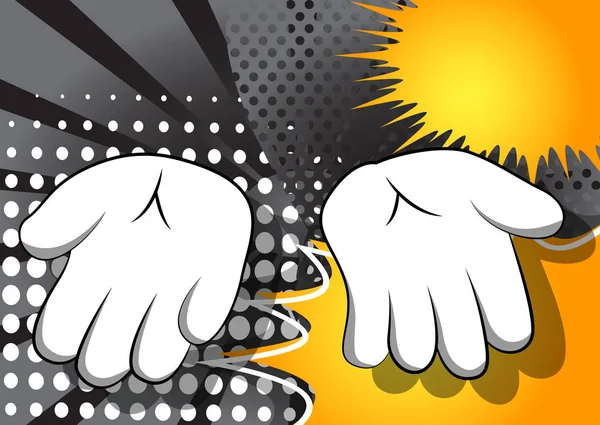 Vektorcartoon Mit Leeren Händen Illustriertes Handzeichen Auf Comic Hintergrund — Stockvektor