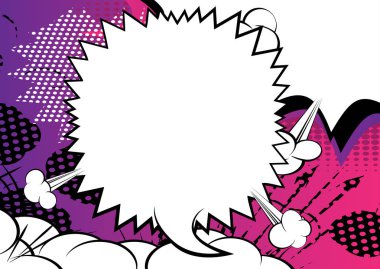 Vector illüstrasyon retro çizgi roman arka planı büyük boş konuşma balonu, pop sanat klasiği arka planı.