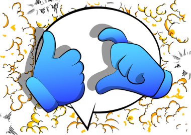 Vektör karikatür eller arkadaş bölgesi sembolü oluşturuyor. Çizgi roman arka planında resimli eller.