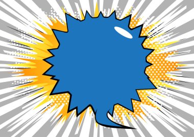 Vektör illüstrasyonlu retro çizgi roman arka planı büyük renkli konuşma balonu, pop sanat klasiği arka planı.