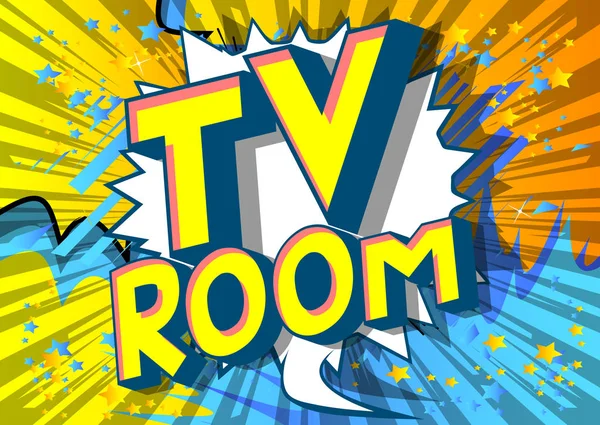 TV Room - Vector illustrated comic book style phrase on abstract background.