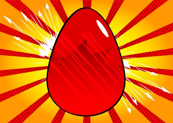 Vector Dibujos Animados Huevo Pascua Rojo Signo Vacaciones Ilustrado Fondo — Archivo Imágenes Vectoriales