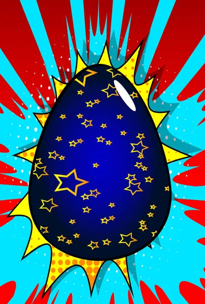 病媒漫画彩蛋复活节彩蛋 漫画书背景上的图解假日标志 — 图库矢量图片