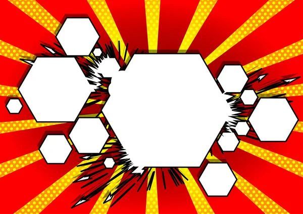 ベクトル図レトロ漫画の背景六角形のバブル ポップアートヴィンテージスタイルの背景 — ストックベクタ