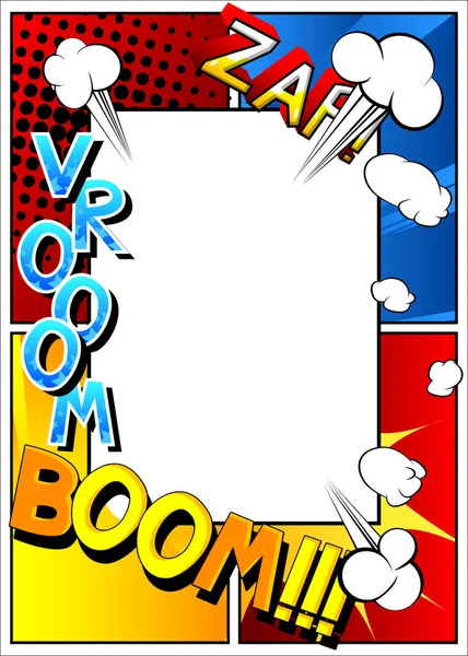 Διάνυσμα Pop Art Στυλ Κόμικ Σελίδα Πρότυπο Φόντο Εκρήξεις Εφέ — Διανυσματικό Αρχείο