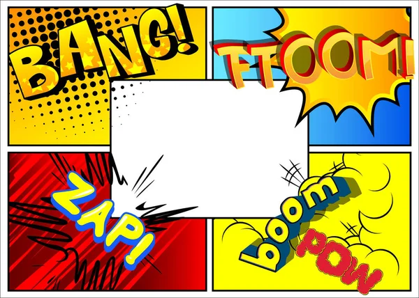 Vector Pop Art Style Comic Book Page Template Background Explosions — Stock Vector