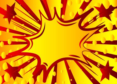 Çizgi film tasarımı, konuşma balonuyla renklendirilmiş arka plan. Çizgi roman arkaplan çizimi. Vektör çizgi roman duvar kağıdı.