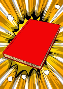 Kapalı ciltli ders kitabının illüstrasyonunu kapat - çizgi roman biçimi, çizgi film vektörü resimli.