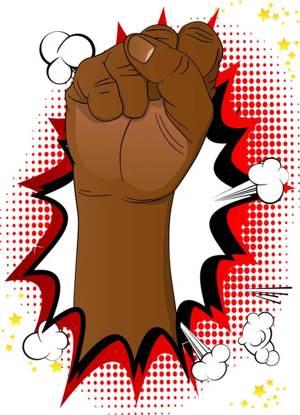 Comic Book Style Power Strength Fist Luttez Pour Vos Droits — Image vectorielle