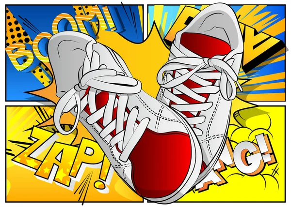 Para Sneakerów Buty Sportowe Styl Komiksu Ilustracja Wektor Kreskówek Abstrakcyjnym — Wektor stockowy