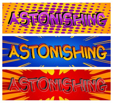 Şaşırtıcı - Soyut arkaplanda çizgi roman tarzı kelimeler.