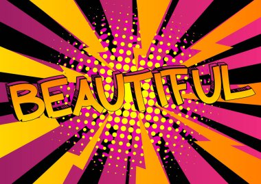 Güzel - Soyut arkaplanda çizgi roman tarzı kelimeler.