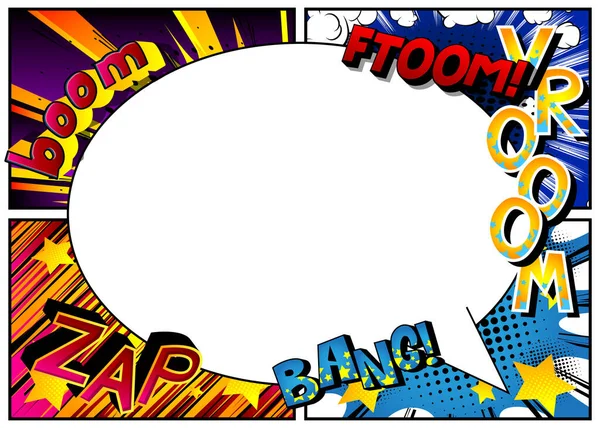 Vector Pop Art Style Comic Book Page Template Background Explosions — Stock Vector