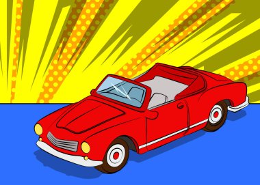 Çizgi roman tarzı, karikatür vektör çizimi havalı bir Cabriolet Car.