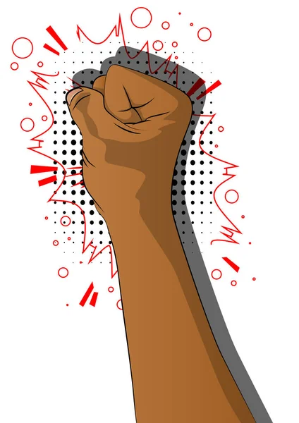Comic Book Style Power Strength Fist Luttez Pour Vos Droits — Image vectorielle