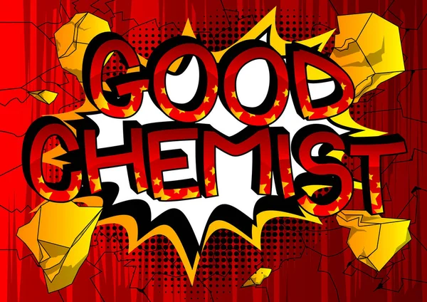 Kimyacı Çizgi Roman Tarzı Karikatür Kelimeleri Soyut Arkaplanda Metin — Stok Vektör