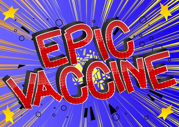 Epic Vaccine Style Bande Dessinée Mots Texte Sur Fond Abstrait — Image vectorielle