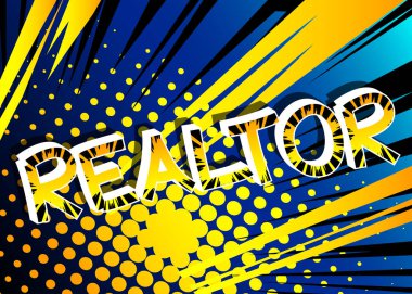 Soyut çizgi roman arkaplanı üzerine çizgi roman tarzı Emlakçı.