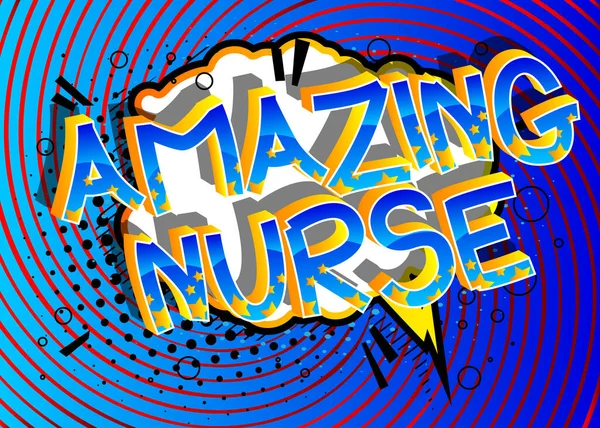 Soyut karikatür arka planında Hemşire Çizgi Roman tarzı harika kelimeler.