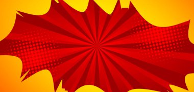 Çizgi roman geçmişi. Soyut çizgi film patlama tasarımı çizimi. Vektör çizgi roman afişi.