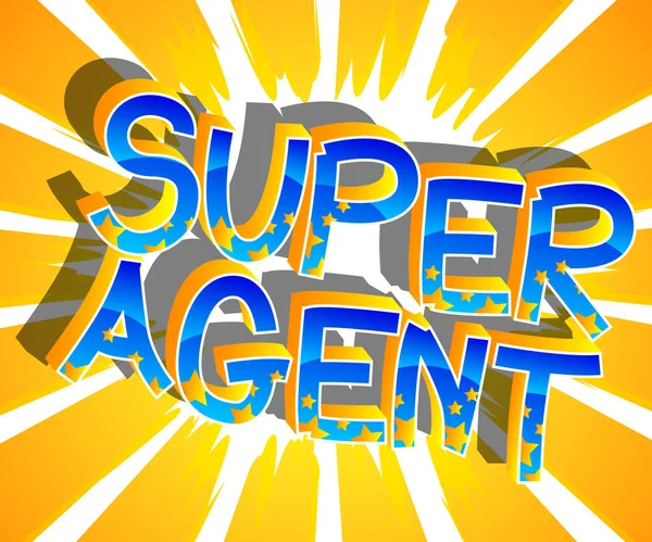 Super Agent Comic Serietidning Stil Tecknad Ord Abstrakta Serier Bakgrund — Stock vektor