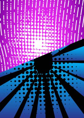 Çizgi roman tasarımı arka plana karşı renkli. Çizgi filmlerdeki arkaplan çizimleri ortadan ikiye bölündü. Vektör çizgi romanları.