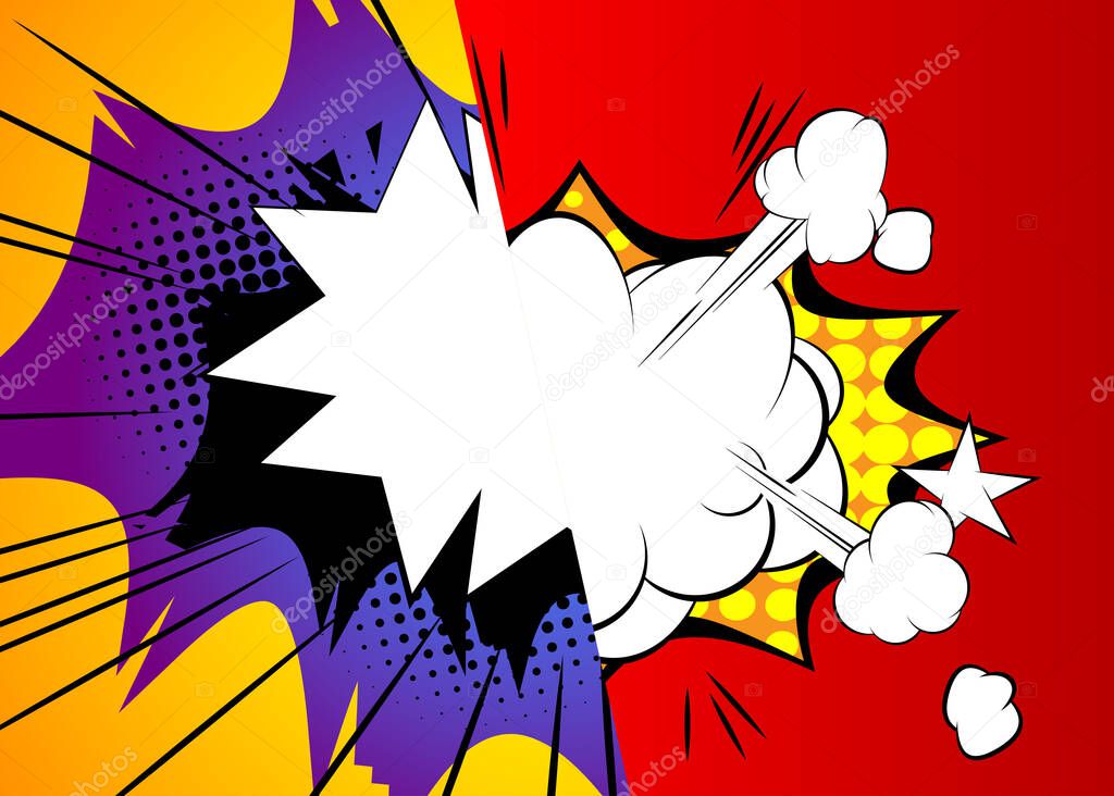 Pop art comic design colored background. Comic book illustration. Vector comics, cartoon backdrop.