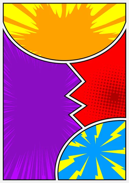 Πολύχρωμο Πρότυπο Σελίδας Κόμικ Κινούμενο Σχέδιο Χρωματιστό Φόντο Εικονογράφηση Διανύσματος — Διανυσματικό Αρχείο