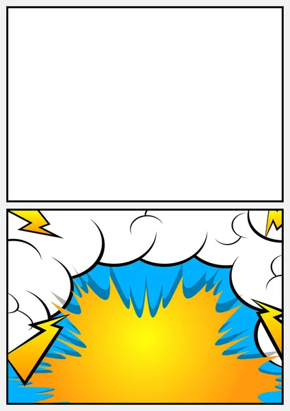 漫画书页插图与半页彩色漫画元素 卡通设计的彩色背景 矢量漫画背景 — 图库矢量图片
