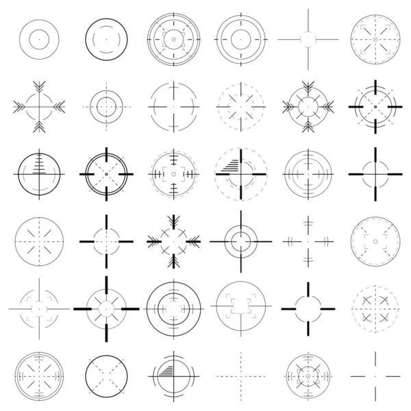 一组十字交叉图标 目标和目标图标的收集 目标目标的创意矢量图解和目标是牛眼符号 — 图库矢量图片