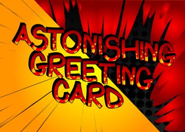 Soyut çizgi roman arkaplanı üzerine çizgi roman tarzı hayret verici Tebrik Kartı..