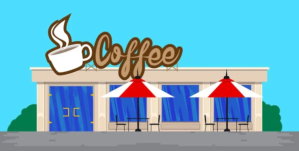 Devant Café Sans Personne Ville Illustration Vectorielle Graphique Colorée Dans — Image vectorielle