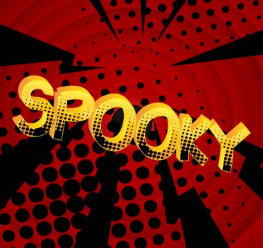 Soyut renkli çizgi roman arka planında ürkütücü çizgi roman tarzı sözcükler.