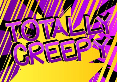 Soyut renkli çizgi roman arka planında tamamen ürkütücü çizgi roman tarzı kelimeler.