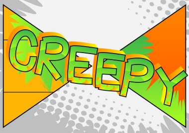 Soyut renkli çizgi roman arka planında ürkütücü çizgi roman tarzı sözcükler.