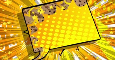 Çizgi film stok videosu. Retro karikatür tarzı arka plan. Pop sanat çizgi roman tanıtımı. Hareket posteri. 4k animasyon hareketi, değişen duvar kağıdı.