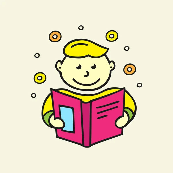 Ilustración Brillante Niño Leyendo Libro — Archivo Imágenes Vectoriales