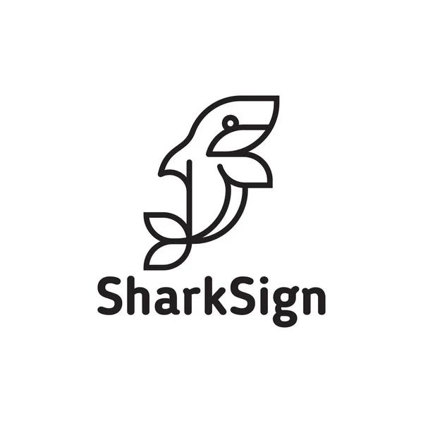Logo Stylu Čárové Grafiky Stylizované Žralok Nebo Delfín — Stockový vektor
