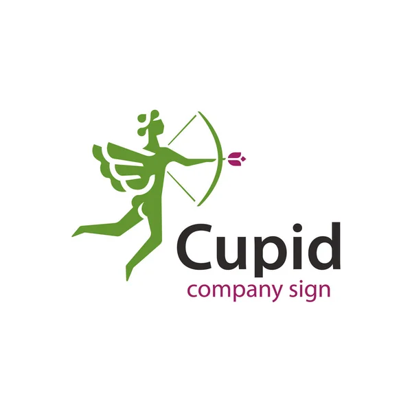 Teken Cupido Cupido Met Bloem Boog Pijlen — Stockvector